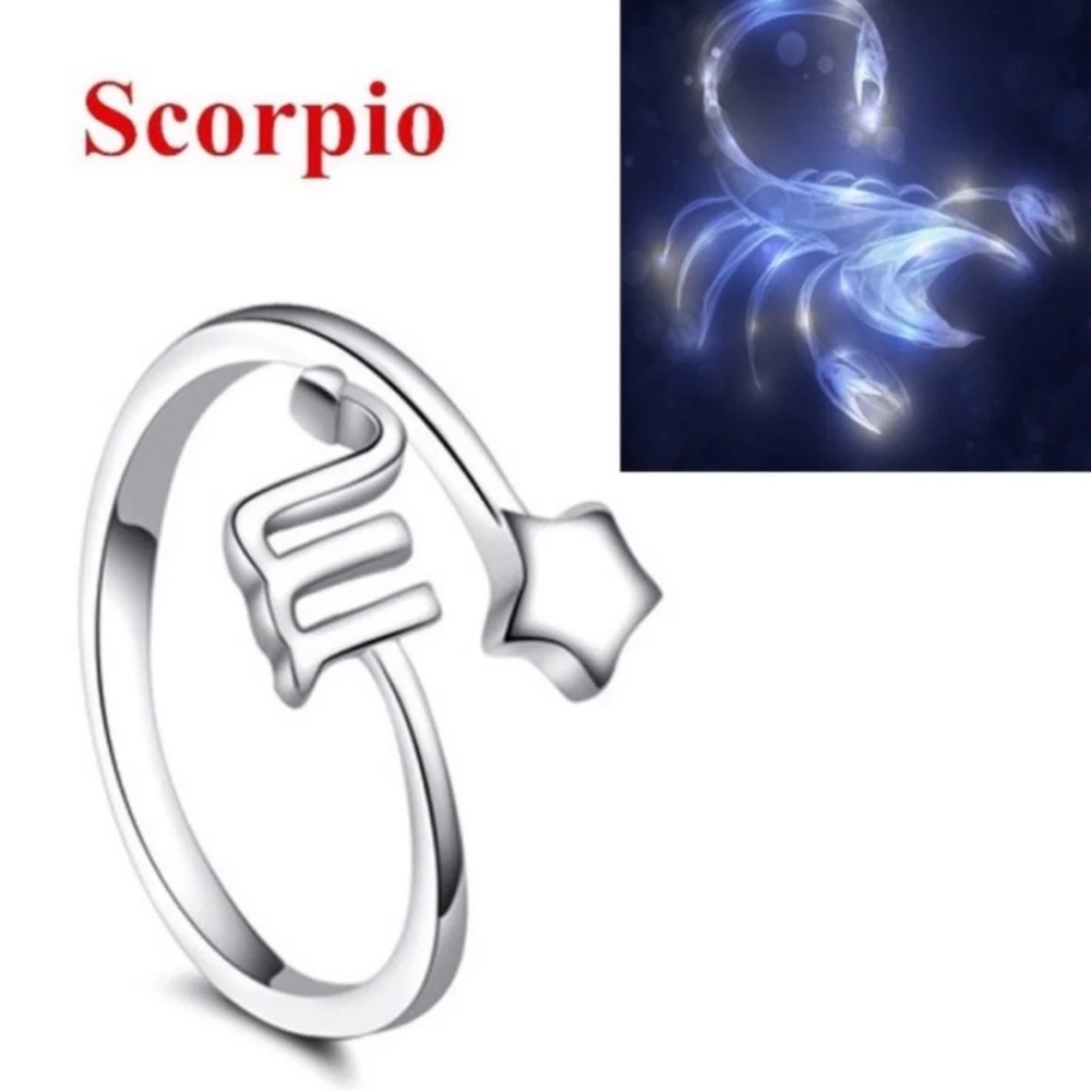 Scorpio Zodiac Sign & Star Ring